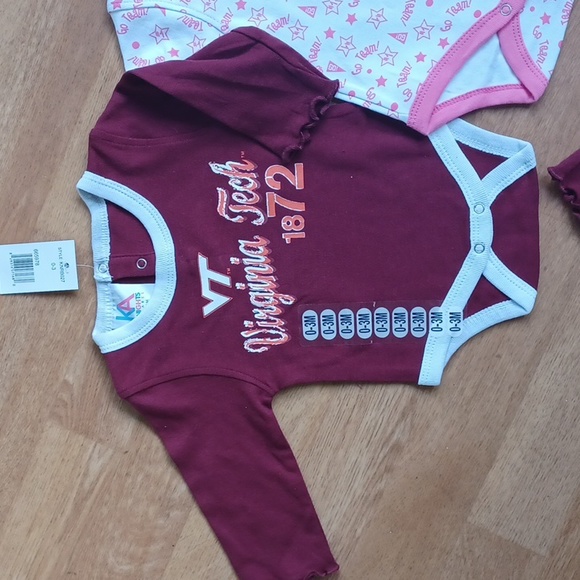 Virginia Tech baby girl bodysuits set of 3, 0-3 months - Picture 3 of 5